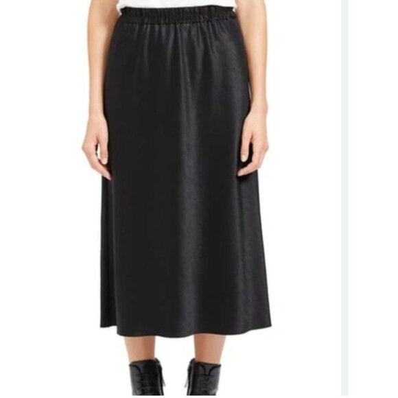 Theory Dresses & Skirts - THEORY Easy Pull On Midi Skirt in Double Sateen Black Size Small